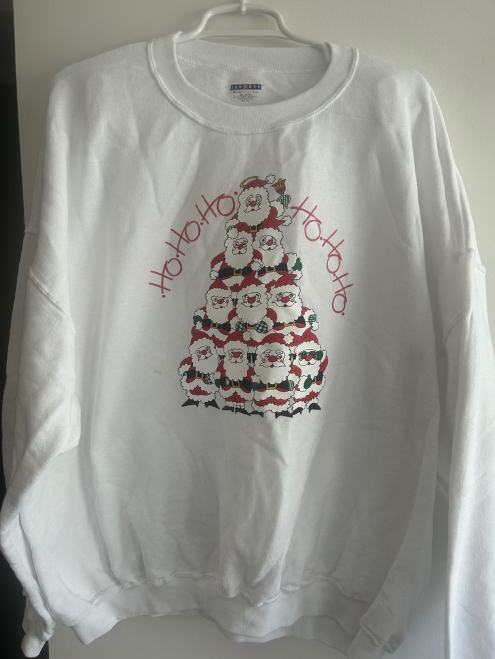 Jerzees White Holiday Santa Pyramid Sweatshirt